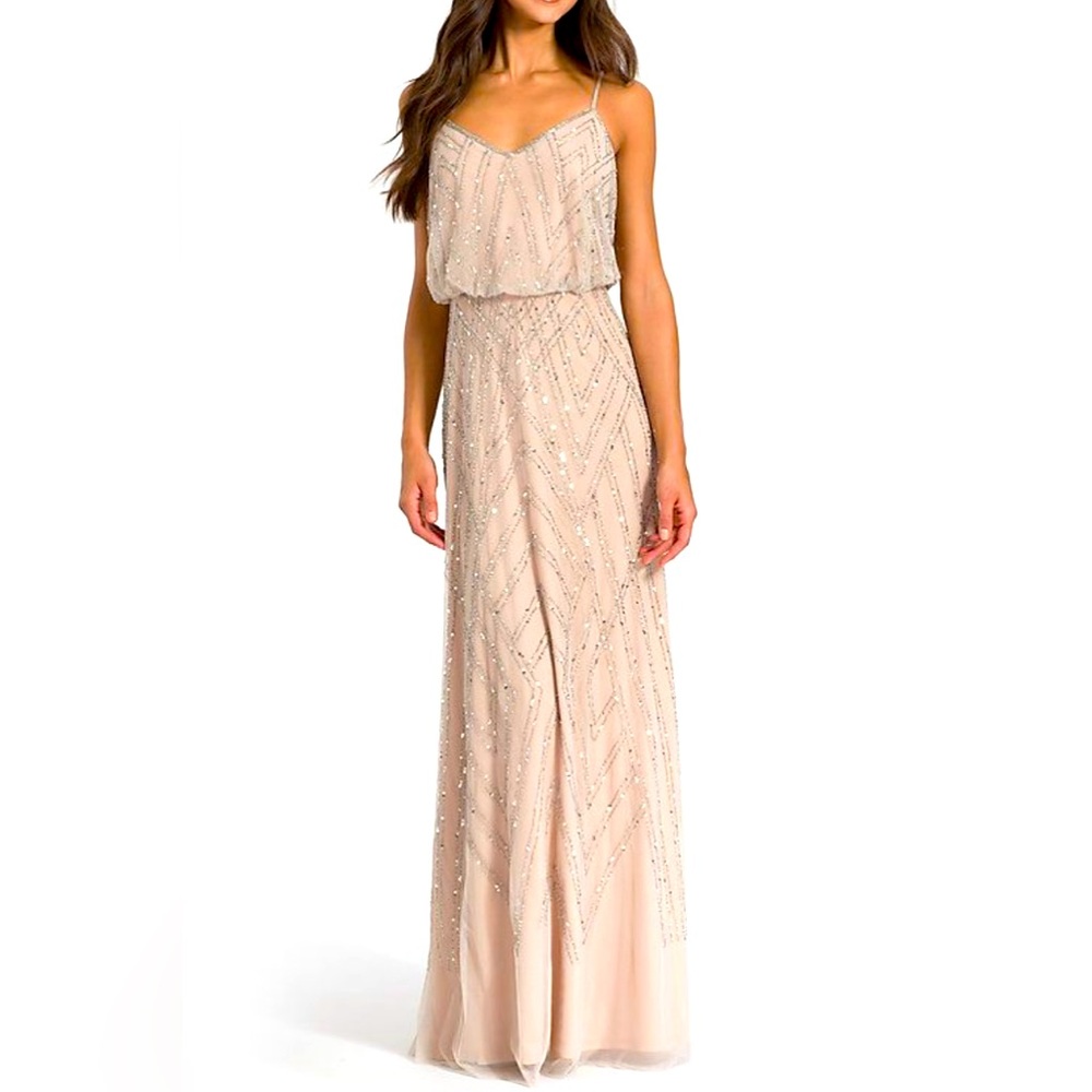 Adrianna Papell Sleeveless blouson beaded gown